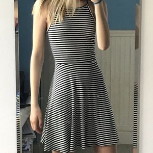 Black and white striped skater dress